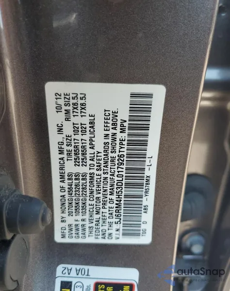 2013 Honda Cr-V Ex from USA, damaged, VIN 5J6RM4H53DL017926